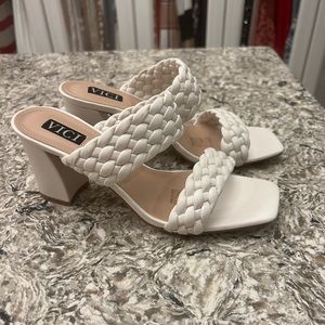 White braided sandals